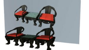 中式座椅小方桌SU模型
