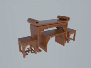 中式家具木桌椅SU模型