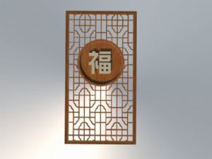 中式木质镂空SU模型