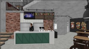 二层餐厅饭馆饭店SU模型