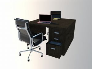 办公桌电脑桌旋转椅SU模型