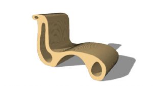 木制躺椅休闲SU模型