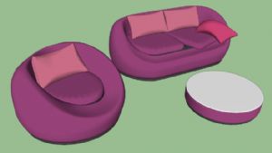 紫色圆形沙发SU模型