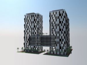 连体酒店建筑SU模型