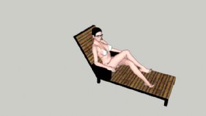 沙滩美女躺椅SU模型