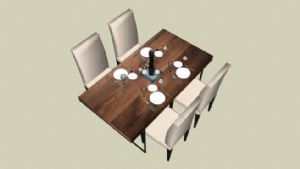 简易木制餐桌SU模型