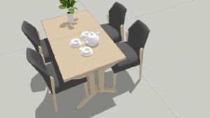木制餐桌椅草SU模型