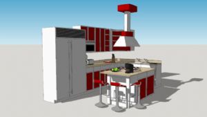 开放式厨房橱SU模型