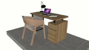 木质书桌写字SU模型