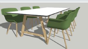 木质现代餐桌SU模型