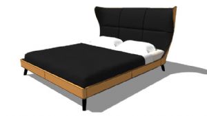 双人床木板床SU模型