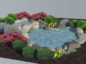 人造石水池池SU模型