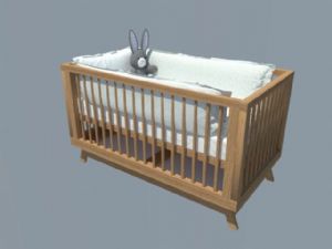 木制婴儿床SU模型