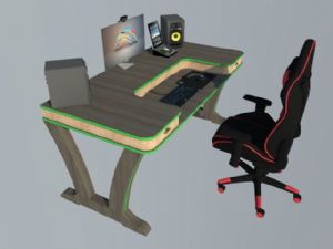 木质电脑桌SU模型