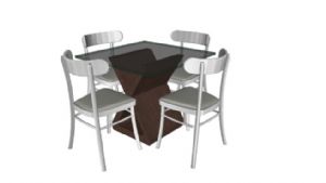 方形玻璃桌椅SU模型