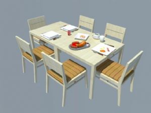 木质餐桌椅食SU模型