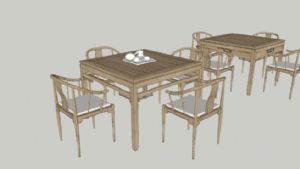 中式餐桌方形SU模型