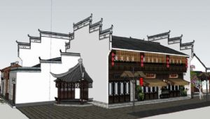 中式建筑酒馆SU模型