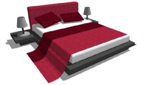 双人床带床头SU模型