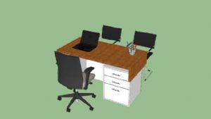 小型办公桌椅SU模型