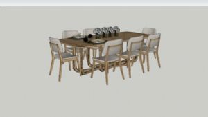 欧式木制餐桌SU模型