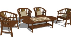 木质扶手椅茶SU模型