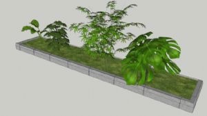 长方形花圃绿SU模型