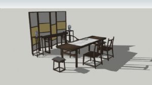 中式茶台桌椅SU模型