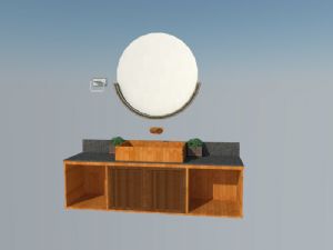 木质浴室柜镜SU模型