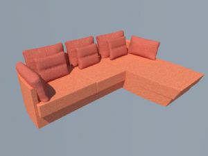 红色L型沙发SU模型
