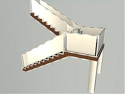 剪刀楼梯扶手玻璃SU模型