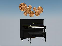 钢琴乐器墙饰品SU模型