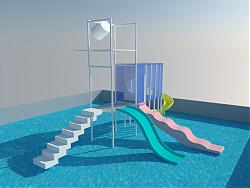 水上游乐设施滑滑梯SU模型