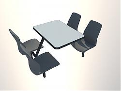 食堂饭堂餐桌椅SU模型