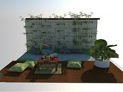 庭院景观流水竹子SU模型