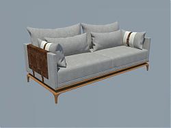 木质布艺沙发SU模型