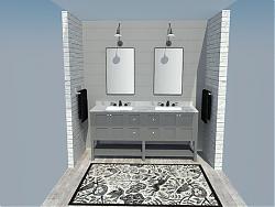 北欧浴室柜洗手池SU模型