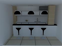现代厨房吧台SU模型