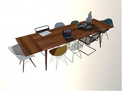 长形办公桌会议桌SU模型