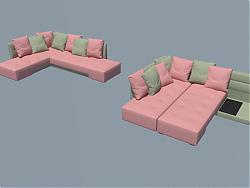 现代L型沙发SU模型