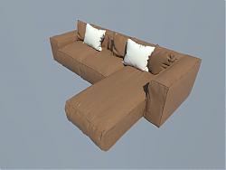 精细L型沙发SU模型