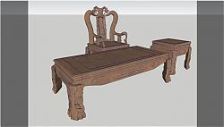 中式实木桌椅SU模型
