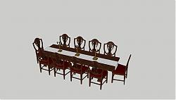 欧美复古餐桌椅SU模型