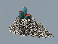 豹纹桌子花瓶SU模型
