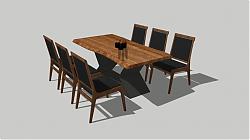 实木餐桌椅家具SU模型