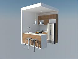 厨房橱柜冰箱SU模型