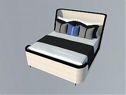 三人床床铺床具SU模型