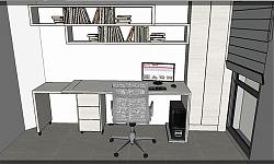 书房书桌电脑桌SU模型
