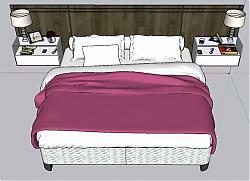 床铺床头柜SU模型