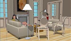美式客厅沙发SU模型